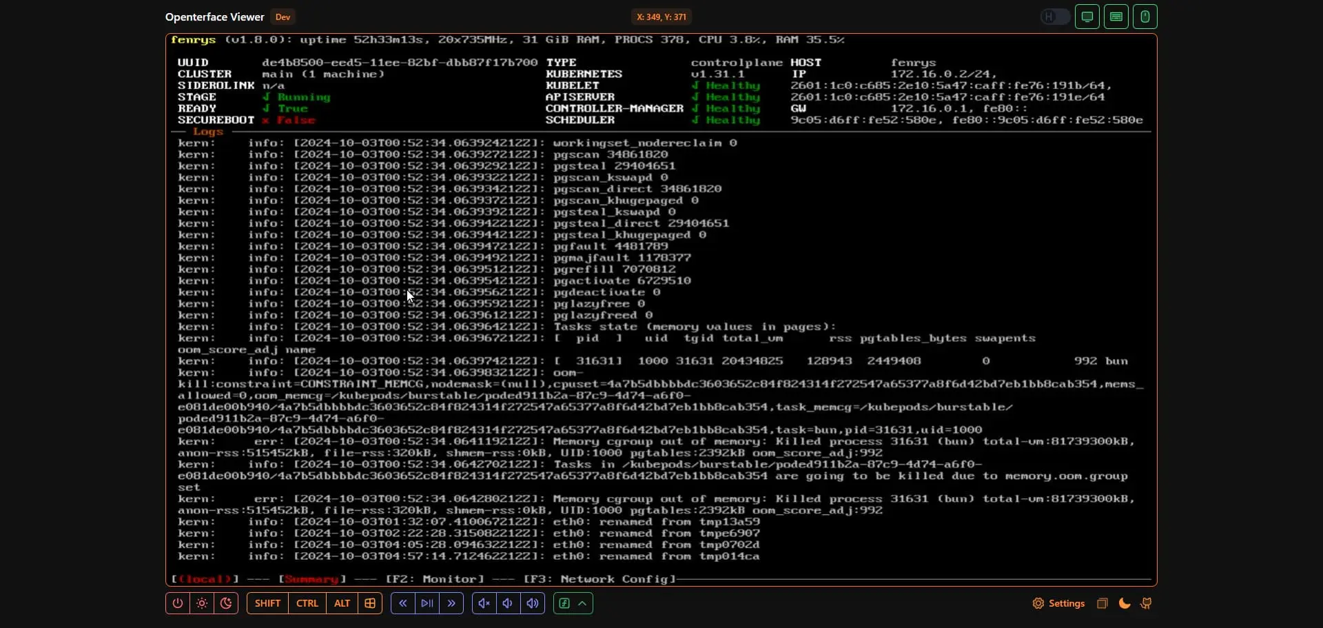 Screenshot of Openterface Viewer in action controlling a target device